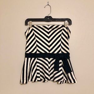 Black and white striped peplum top